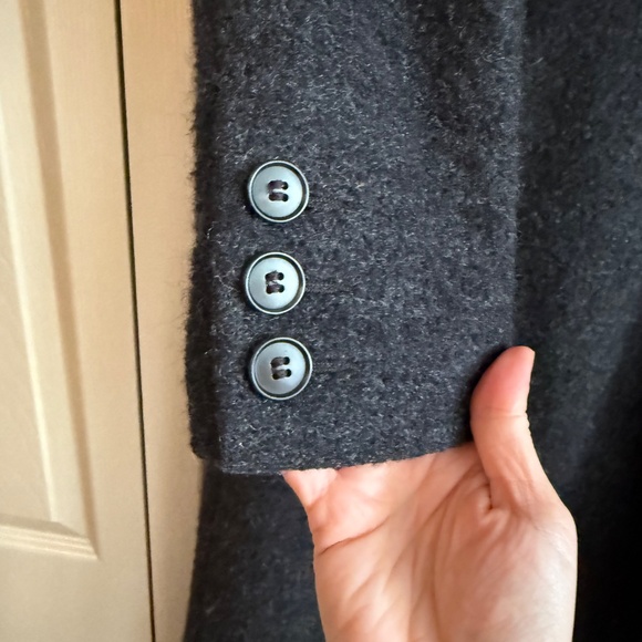 Soia & Kyo Wool-Blend Double-Breasted Trench Coat in Charcoal - Picture 8 of 9